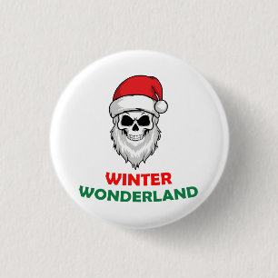 Badge Rond 2,50 Cm Hiver merveilleux Père Noël Skull