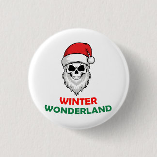 Badge Rond 2,50 Cm Hiver merveilleux Père Noël Skull