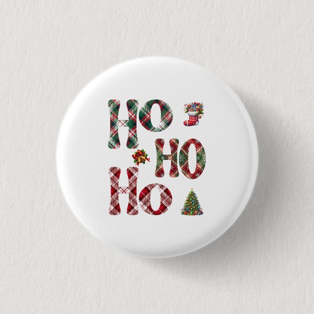 Badge Rond 2,50 Cm Ho Ho Ho Joué Noël (Devant)