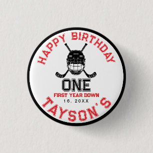 Badge Rond 2,50 Cm Hockey Première Année Down 1er anniversaire