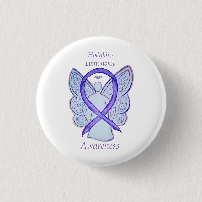 Badge Rond 2,50 Cm Hodgkins Lymphoma Art Angel Violet Ruban Pins (Devant)