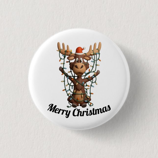 Badge Rond 2,50 Cm Holiday Lights Moose (Devant)