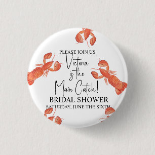 Badge Rond 2,50 Cm Homard à l'aquarelle Mariage Fête de douche Main C