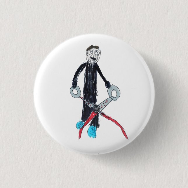 Badge Rond 2,50 Cm Homme à ciseaux par Claire (Devant)