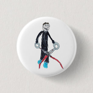 Badge Rond 2,50 Cm Homme à ciseaux par Claire