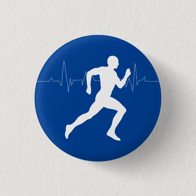 Badge Rond 2,50 Cm Homme Coureurs Silhouette HeartBeat Line (Devant)