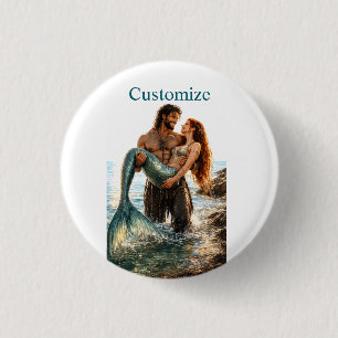 Badge Rond 2,50 Cm Homme et sirène Thunder_Cove