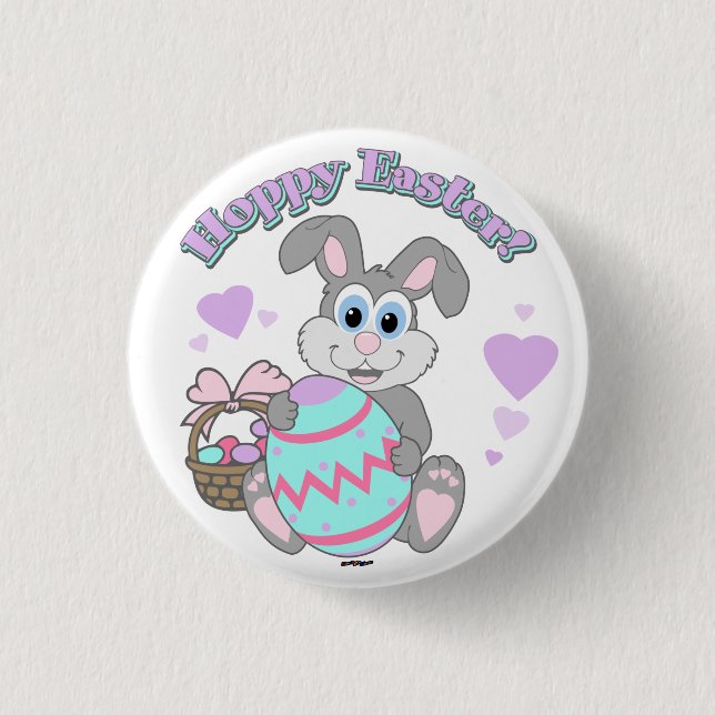 Badge Rond 2,50 Cm Hoppy Easter ! Bunny Easter (Devant)