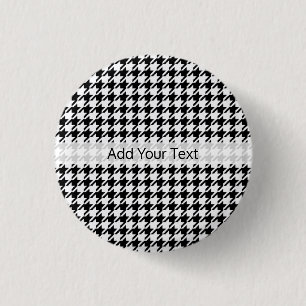 Badge Rond 2,50 Cm Houndstooth noir et blanc par Shirley Taylor