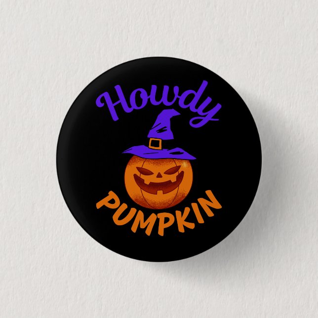 Badge Rond 2,50 Cm Howdy Citrouille Halloween (Devant)