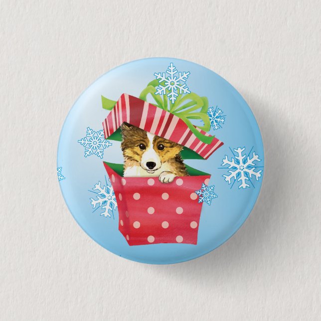Badge Rond 2,50 Cm Howlidays heureux Sheltie (Devant)