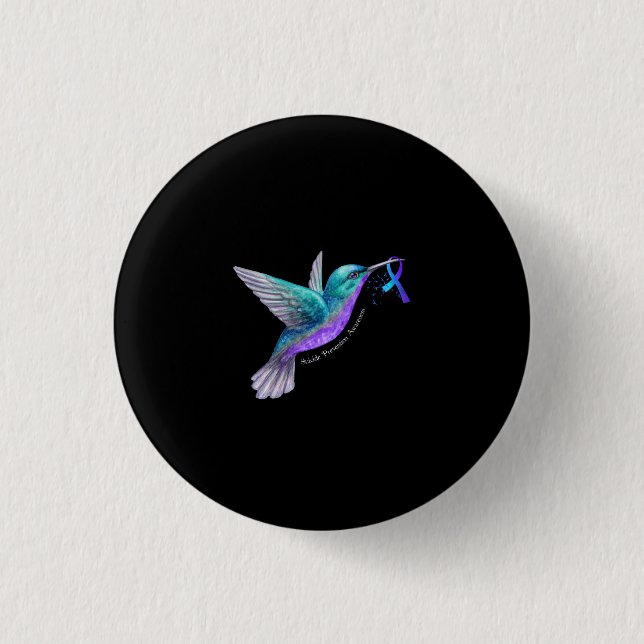 Badge Rond 2,50 Cm Hummingbird Purple Blue Ribbon Prévention du suici (Devant)