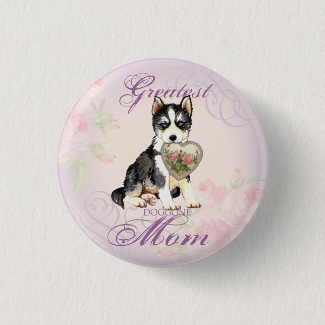 Badge Rond 2,50 Cm Husky Heart Maman (Devant)