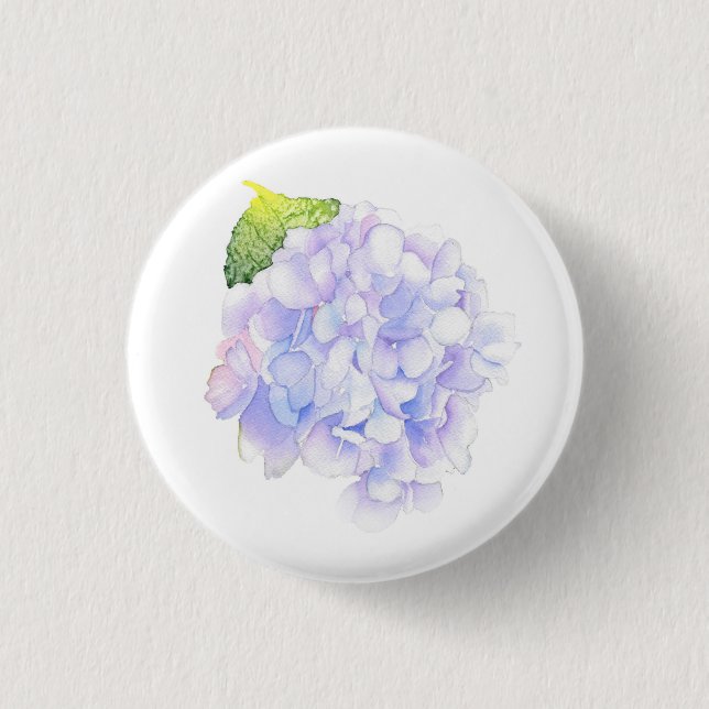 Badge Rond 2,50 Cm Hydrangea Aquarelle Vignette (Devant)