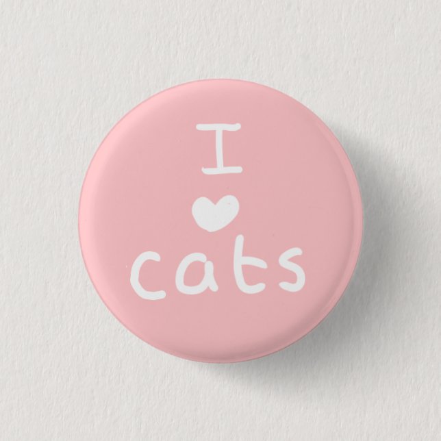 Badge Rond 2,50 Cm i <3 insigne de chats (Devant)