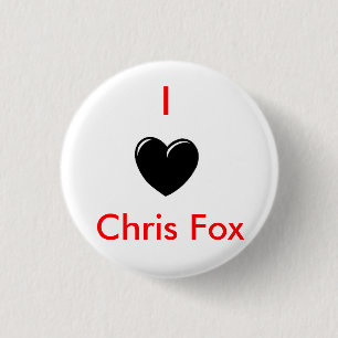 Badge Rond 2,50 Cm I bouton de Fox de Chris de coeur [blanc ; Style