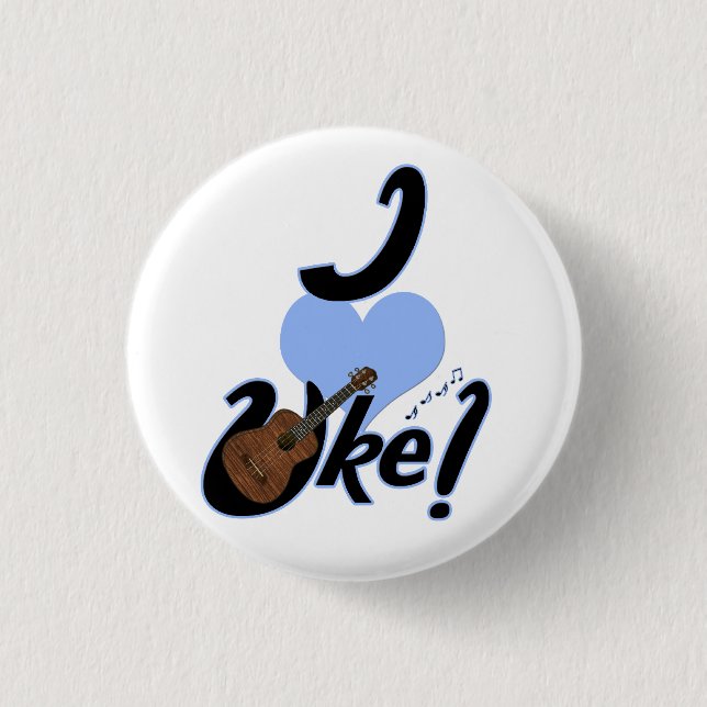 Badge Rond 2,50 Cm I bouton décrit par bleu d'Uke de coeur petit (Devant)