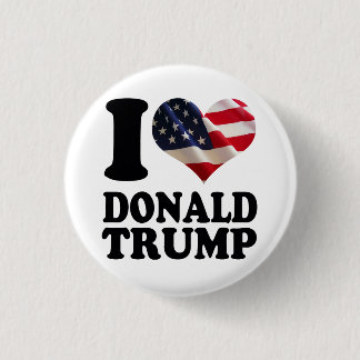 Badge Rond 2,50 Cm I coeur Donald Trump de drapeau américain