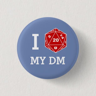Badge Rond 2,50 Cm I d20 mon bouton de DM (amour d'I mes DM)