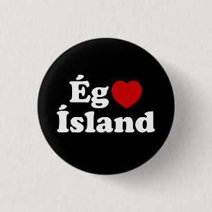 Badge Rond 2,50 Cm I Heart (Love) Islande [Ég Elska Ísland] Islandais