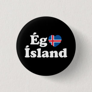 Badge Rond 2,50 Cm I Heart (Love) Islande [Ég Elska Ísland] Islandais