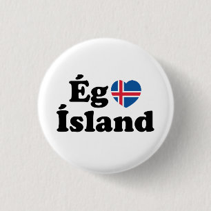 Badge Rond 2,50 Cm I Heart (Love) Islande [Ég Elska Ísland] Islandais