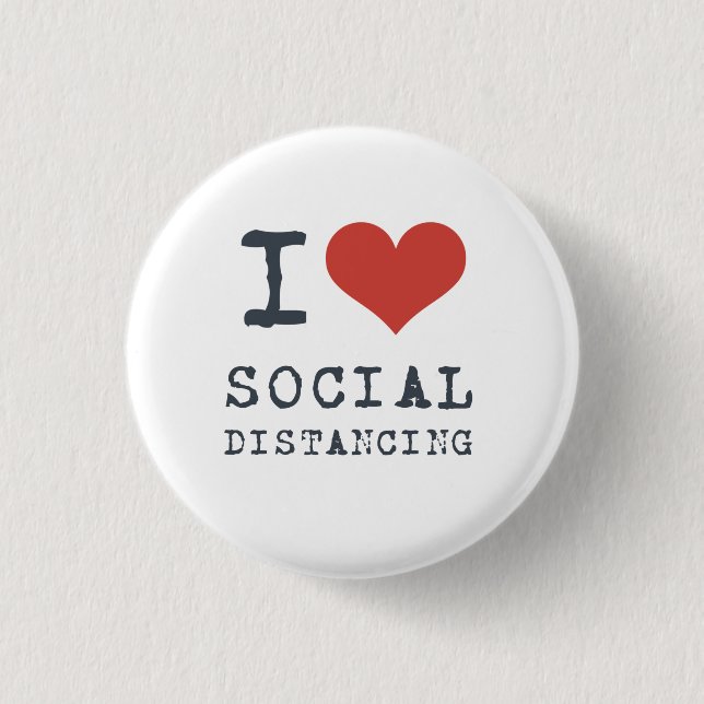 Badge Rond 2,50 Cm I Heart Social Distancing Introvert (Devant)