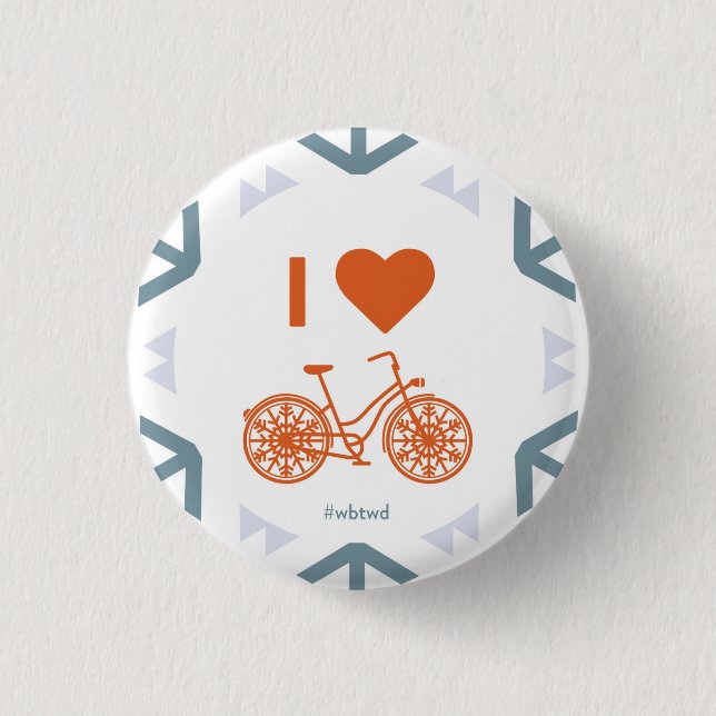 Badge Rond 2,50 Cm I hiver de coeur faisant du vélo - petit Pin (Devant)