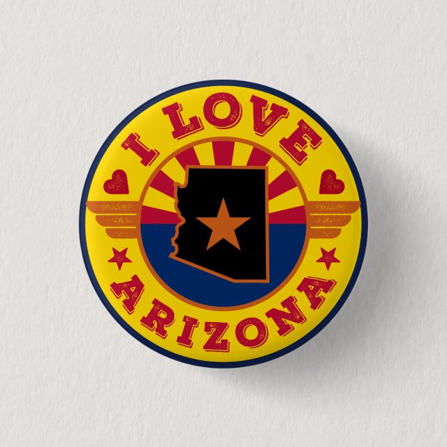 Badge Rond 2,50 Cm I Love Arizona State Map and Flag (Devant)