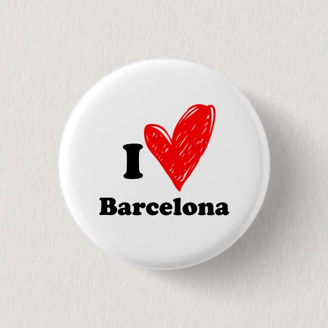Badge Rond 2,50 Cm I love Barcelona (Devant)