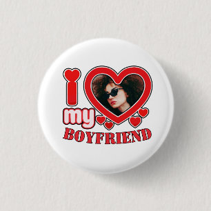 Badge Rond 2,50 Cm I Love Boyfriend Girlfriend Bubbly Heart Photo