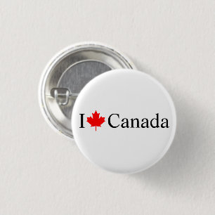 Badge Rond 2,50 Cm I Love Canada typographie à la feuille d'érable ro