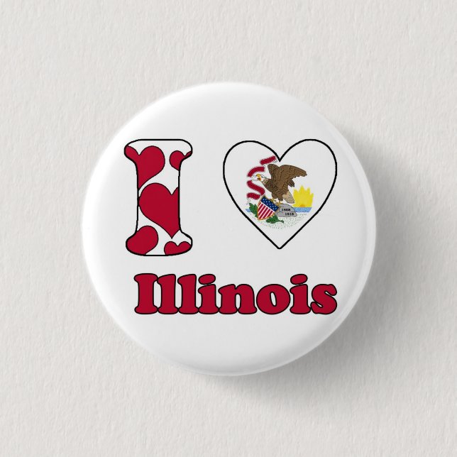 Badge Rond 2,50 Cm I love Illinois (Devant)