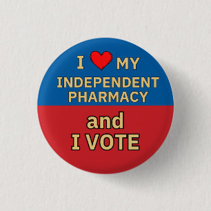 Badge Rond 2,50 Cm I Love Independent Pharmacy I Vote button