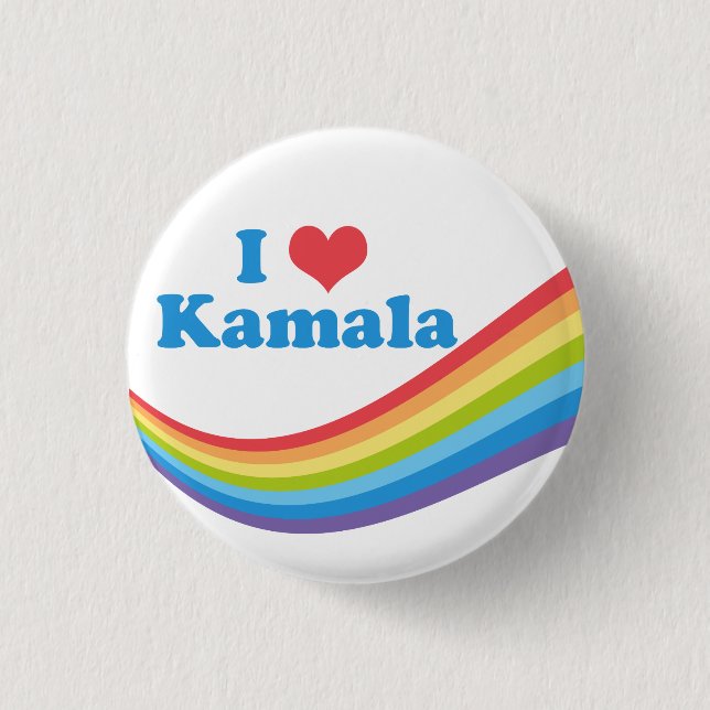 Badge Rond 2,50 Cm I Love Kamala Rainbow (Devant)