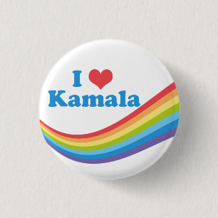 Badge Rond 2,50 Cm I Love Kamala Rainbow