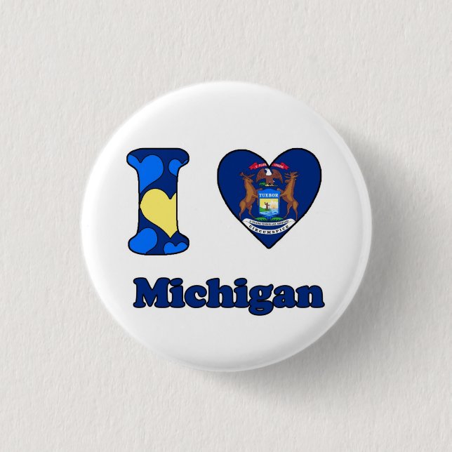 Badge Rond 2,50 Cm I love Michigan (Devant)