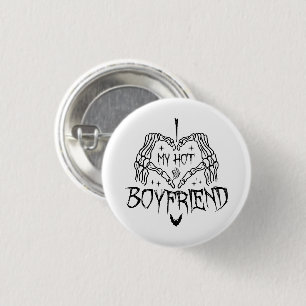 Badge Rond 2,50 Cm I Love My Hot Boyfriend Halloween Skeleton Drôle