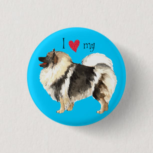 Badge Rond 2,50 Cm I Love my Keeshond