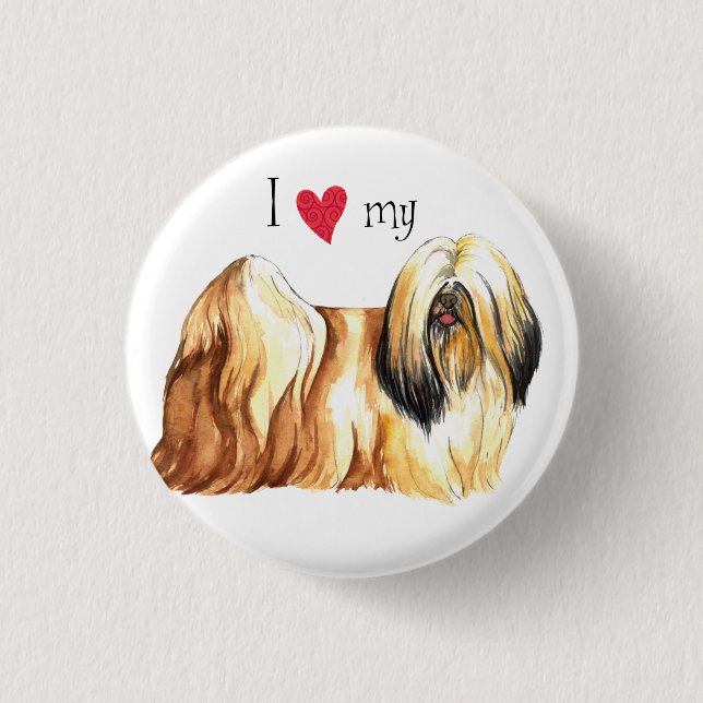 Badge Rond 2,50 Cm I Love my Lhasa Apso (Devant)