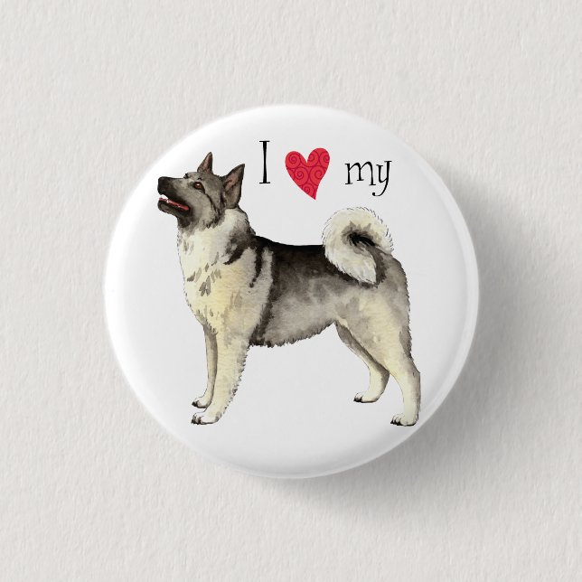Badge Rond 2,50 Cm I Love my Norwegian Elkhound (Devant)