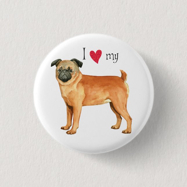 Badge Rond 2,50 Cm I Love my Petit Brabancon (Devant)