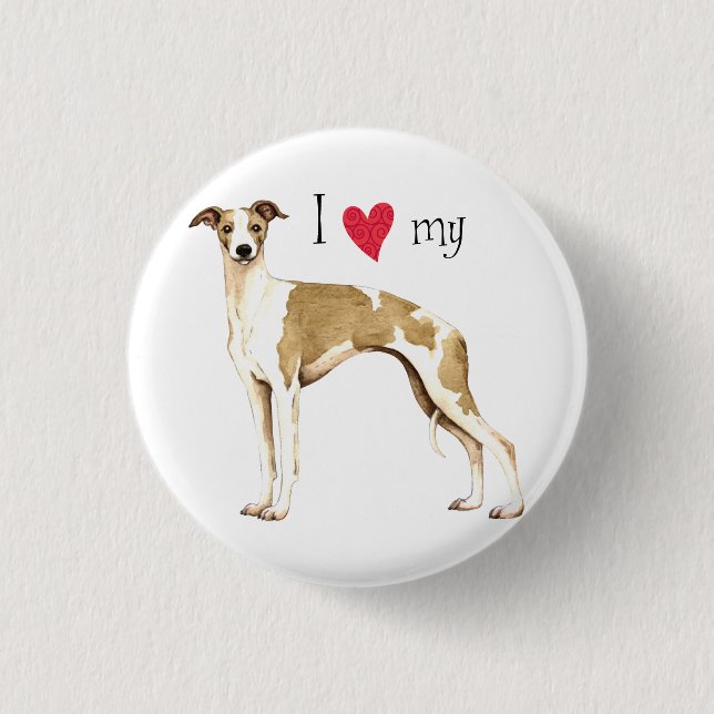 Badge Rond 2,50 Cm I love my whippet (Devant)