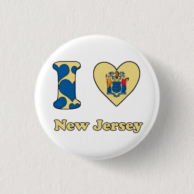 Badge Rond 2,50 Cm I love New Jersey (Devant)