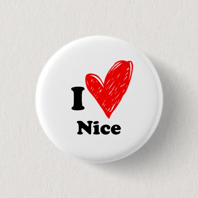 Badge Rond 2,50 Cm I Love Nice (Devant)