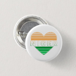 Badge Rond 2,50 Cm I Love Niger, Coeur Nigérien
