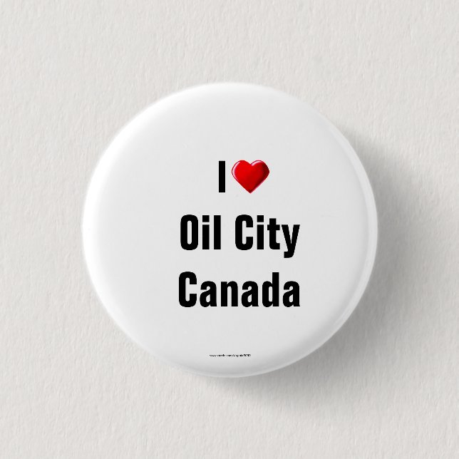 Badge Rond 2,50 Cm "I Love Oil City, Canada" Bouton/broche à lapin (Devant)