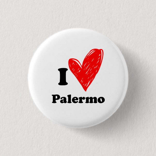 Badge Rond 2,50 Cm I Love Palermo (Devant)