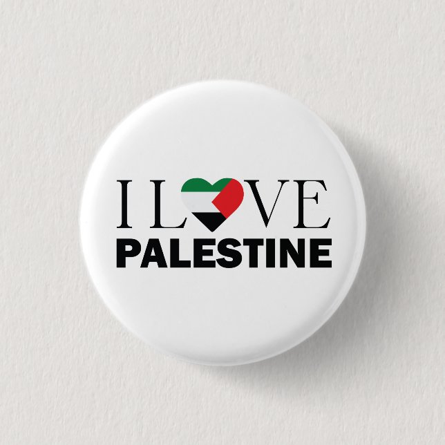 Badge Rond 2,50 Cm I Love Palestine customisé (Devant)