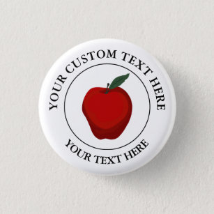 Badge Rond 2,50 Cm Icône de logo de texte personnalisé Red Apple